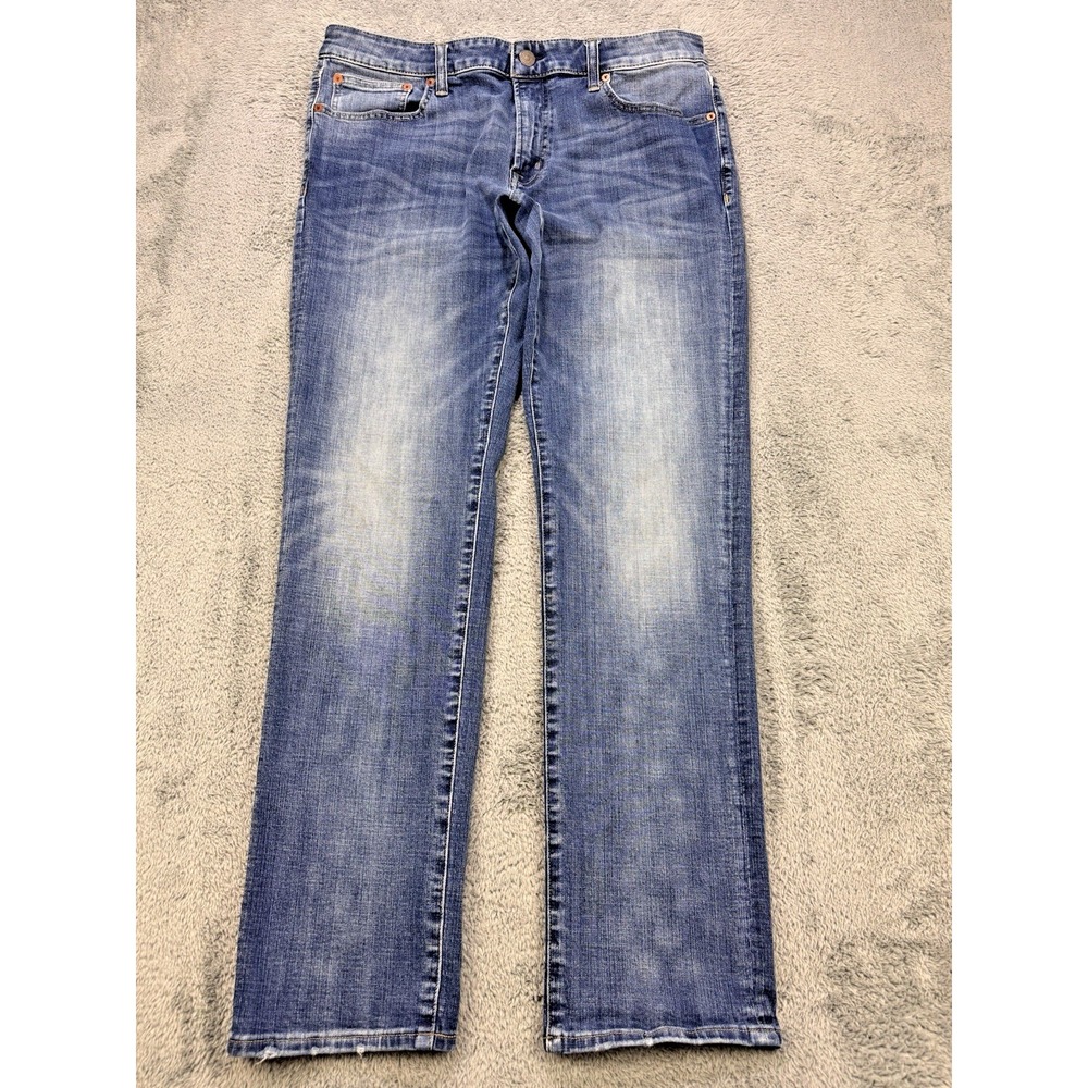 American Eagle Extreme Flex 4 Jeans Men 36x34 Blue Slim Straight Whiskered Denim